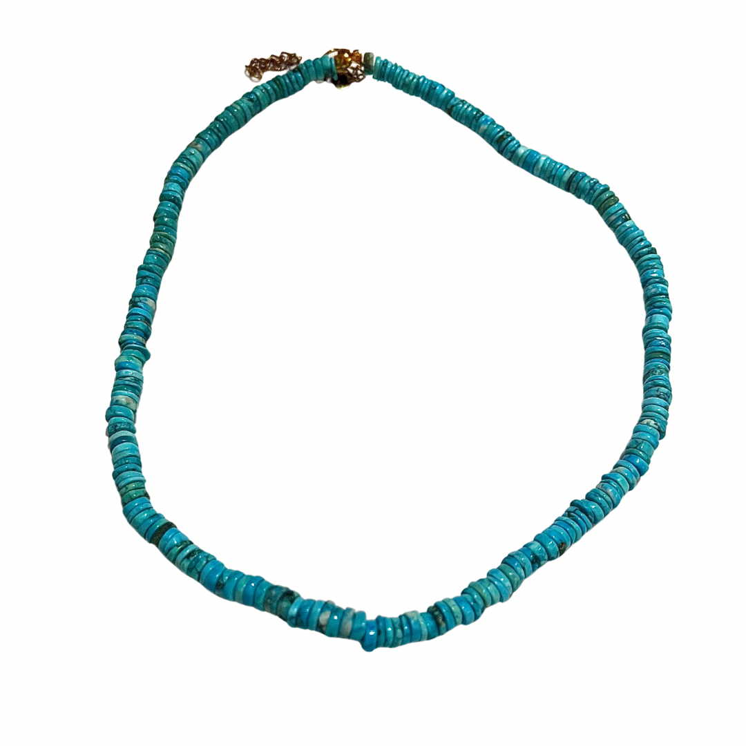 Turquoise necklace featuring vibrant blue stones