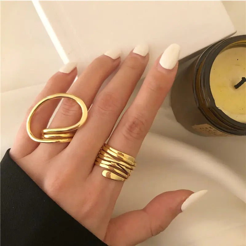 Wave Ring Set - 18K Gold Plated