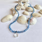 Blue Agate Necklace With Clear Quartz Pendant - SERENITY & CLARITY