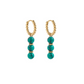 Turquoise huggies with small blue stones set in gold hoop earrings