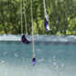 Half moon lapis lazuli necklace with a deep blue crescent shaped stone