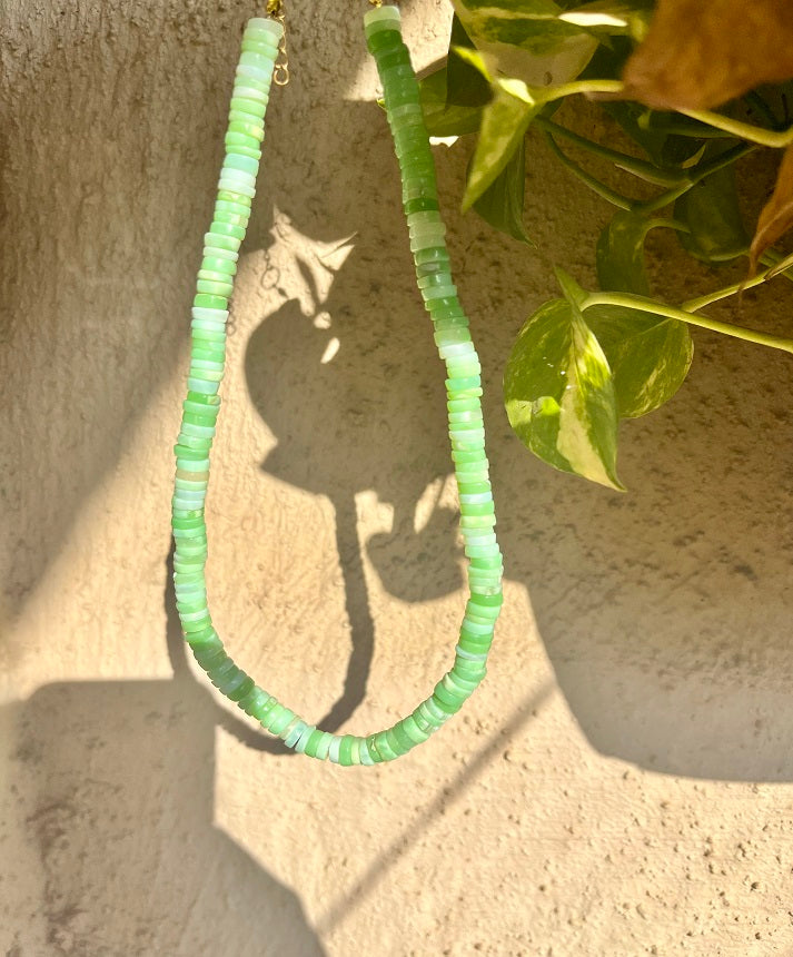 Green opal necklace with green opal stones