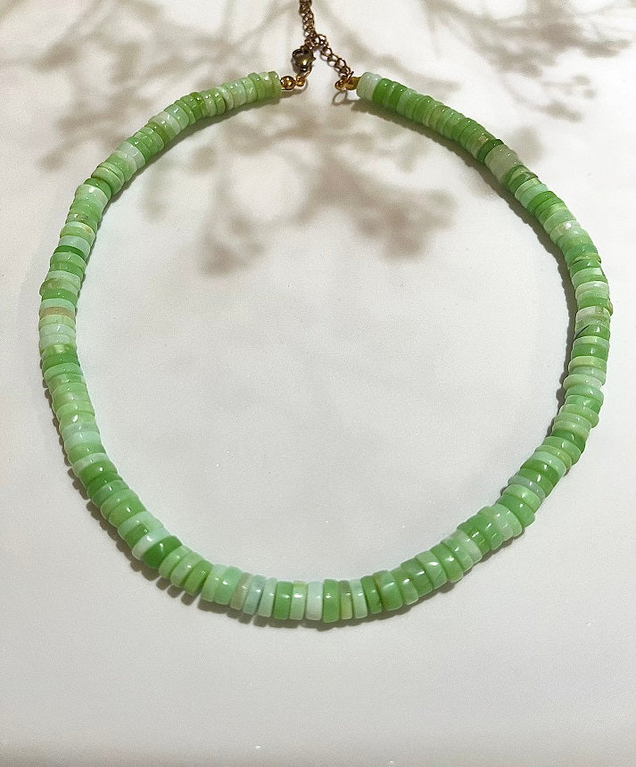 Green opal necklace with green opal stones